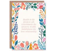 Artery8 Spiritual Birthday Card Health is the Greatest Gift Buddhist Mindfulness Blank Card For Him Or Her