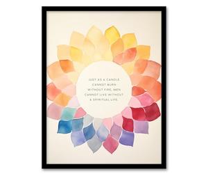 Artery8 Spiritual Life Buddhist Mindfulness Quote Watercolour Mandala Buddha Meditation Enlightenment Vihara Artwork Framed Wall Art Print A4