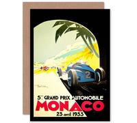 Artery8 Sport Ad Motor Race Grand Prix Monaco Monte Carlo Greetings Card in Black Artery8 Black