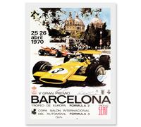 Sport Advert Motor Race Barcelona Spain Formula Gran Premio A4 Artwork Framed Wall Art Print Artery8 White One Size