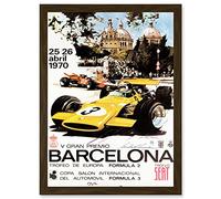 Artery8 Sport Advert Motor Race Barcelona Spain Formula Gran Premio A4 Artwork Framed Wall Art Print