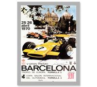 Artery8 Sport Advert Motor Race Barcelona Spain Formula Gran Premio A4 Artwork Framed Wall Art Print in Light Grey Artery8 Light Grey