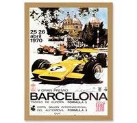 Artery8 Sport Advert Motor Race Barcelona Spain Formula Gran Premio A4 Artwork Framed Wall Art Print
