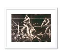 Artery8 Sport Boxing Ring Knockout Jack Dempsey Versus Luis Firpo Polo Grounds New York Framed Wall Art Print Picture 12X16 inch in White Artery8 White