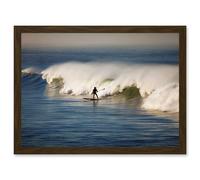 Artery8 Sport Photo Surfing Surf Surfer Paddle Board Wave Ocean Artwork Framed Wall Art Print A4 in Brown Artery8 Brown