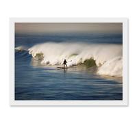 Artery8 Sport Photo Surfing Surf Surfer Paddle Board Wave Ocean Artwork Framed Wall Art Print A4 in White Artery8 White