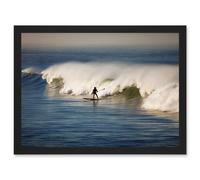 Artery8 Sport Photo Surfing Surf Surfer Paddle Board Wave Ocean Artwork Framed Wall Art Print A4 in Black Artery8 Black