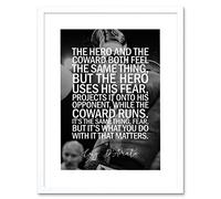 Artery8 Sport Quote Boxing Manager Cus D’Amato The Hero And The Coward Both Feel The Same Thing. What You Do With It That Matters Typography Artwork Framed Wall Art Print 12X16 Inch