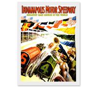 Sport Race Indianapolis Motor Speedway Car Flag Indy 500 A4 Artwork Framed Wall Art Print Artery8 White One Size