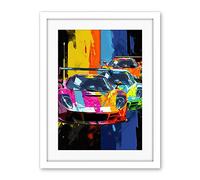 Artery8 Sport Racing Cars Vibrant Supercar Race Mancave Gift for Him Artwork Framed Wall Art Print 18X24 Inch