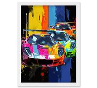 Artery8 Sport Racing Cars Vibrant Supercar Race Mancave Gift for Him Artwork Framed Wall Art Print A4