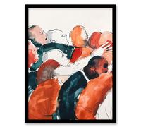 Artery8 Sport Rugby Football Scrum Close Up Watercolour Framed Wall Art in Red | Size: W12" x H16" Artery8 Red W12" x H16"