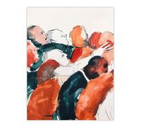 Artery8 Sport Rugby Football Scrum Close Up Watercolour Wall Art Print in Red | Size: W12" x H16" Artery8 Red W12" x H16"