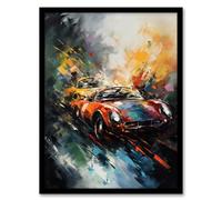 Artery8 Sports Car Racing Oil Painting For Him Motor Racing Man Cave Artwork Framed Wall Art Print A4