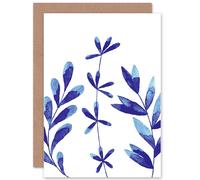 Artery8 Sprigs Cobalt Blue Watercolour Greetings Card Artery8 Blue
