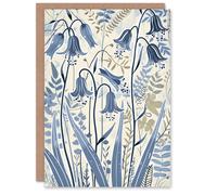 Artery8 Greeting Card Spring Bluebells Bright Flower Painting Botanical For Her Woman Birthday Card