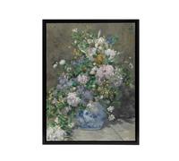 Artery8 Spring Bouquet in Vase Renoir Vintage Black Framed Canvas Wall Art in Grey | Size: W24" x H32" Artery8 Grey W24" x H32"