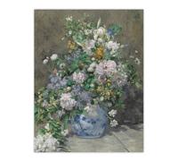 Artery8 Spring Bouquet in Vase Renoir Vintage Wall Art Print Poster in Grey | Size: W24" x H32" Artery8 Grey W24" x H32"