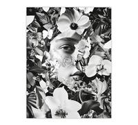 Spring Face Flower Blooms Black White Collage Wall Art Print Artery8 Grey W24 inch x H32 inch