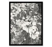 Artery8 Spring Flowers Black & White Vintage Framed Wall Art Print van Hoytema in Grey | Size: W12" x H16" Artery8 Grey W12" x H16"