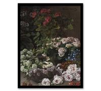 Artery8 Spring Flowers Floral Still Life Monet Vintage Framed Wall Art Print 12X16"