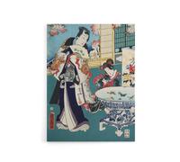Artery8 Spring Outing in a Villa Canvas Wall Art Print Toyohara Kunichika in Blue | Size: W18" x H24" Artery8 Blue W18" x H24"