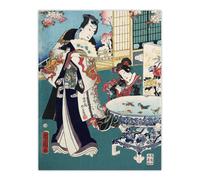 Artery8 Spring Outing in a Villa Japan Wall Art Print Toyohara Kunichika in Blue | Size: W12" x H16" Artery8 Blue W12" x H16"