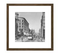 Artery8 Spring Street Third 3rd Los Angeles California 1905 8X8 Inch Square Wooden Framed Wall Art Print Picture with Mount in Brown Artery8 Brown
