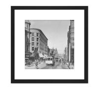 Artery8 Spring Street Third 3rd Los Angeles California 1905 8X8 Inch Square Wooden Framed Wall Art Print Picture with Mount in Black Artery8 Black