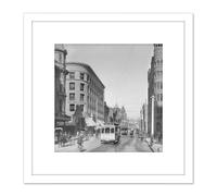 Artery8 Spring Street Third 3rd Los Angeles California 1905 8X8 Inch Square Wooden Framed Wall Art Print Picture with Mount in White Artery8 White