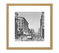 Artery8 Spring Street Third 3rd Los Angeles California 1905 8X8 Inch Square Wooden Framed Wall Art Print Picture with Mount in Light Oak Artery8 Light Oak