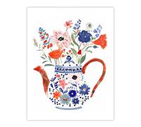 Artery8 Spring Wildflower Bouquet Floral Ceramic Tea Pot Kitchen Large Wall Art Poster Print Thick Paper 18X24 Inch
