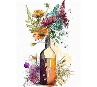 Artery8 Spring Wildflower Bouquet in a Glass Wine Bottle Extra Large XL Wall Art Poster Print