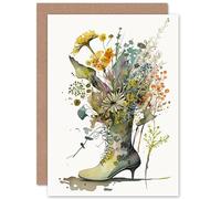 Artery8 Spring Wildflower Bouquet Stiletto Military Boot Flowers Nature Birthday Sealed Greeting Card Plus Envelope Blank inside