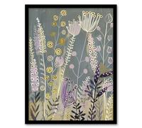 Artery8 Spring Wildflower Meadow Artwork Floral Nature Framed Art Print in Grey | Size: W12" x H16" Artery8 Grey W12" x H16"