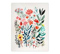 Artery8 Spring Wildflowers Bright Abstract Watercolour Living Room Extra Large XL Wall Art Poster Print