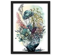 Artery8 Spring Wildflowers Growing in a Glass Flower Pot Artwork Framed A3 Wall Art Print