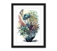 Artery8 Spring Wildflowers Growing in a Glass Flower Pot Artwork Framed Wall Art Print 18X24 Inch