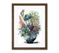 Artery8 Spring Wildflowers Growing in a Glass Flower Pot Artwork Framed Wall Art Print 18X24 Inch