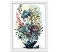 Artery8 Spring Wildflowers Growing in a Glass Flower Pot Artwork Framed Wall Art Print A4
