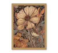 Artery8 Spring Wildflowers Pastel Colour Illustration Artwork Framed Wall Art Print 18X24 Inch