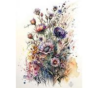 Artery8 Spring Wildflowers Watercolour Boho Illustration Extra Large XL Wall Art Poster Print