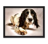 Artery8 Springer Spaniel Cute Dog Artwork Framed Wall Art Print A4 in Black Artery8 Black