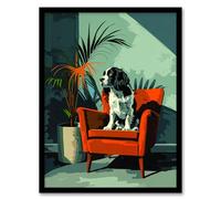 Artery8 Springer Spaniel Dog Lover Red Armchair Portrait For Living Room Artwork Framed Wall Art Print A4