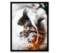 Artery8 Wall Art Print Squirrel Lover Autumn Photo Woodland Animal Art Framed Poster in Black | Size: W12" x H16" Artery8 Black W12" x H16"