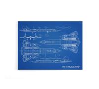 Artery8 SR 71 Blackbird Habu US Aircraft Spy Canvas Wall Art Print in Blue | Size: W24" x H32" Artery8 Blue W24" x H32"