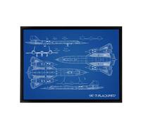 Artery8 SR 71 Blackbird Habu US Aircraft Spy Framed Canvas Wall Art Print in Blue | Size: W24" x H32" Artery8 Blue W24" x H32"