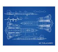 Artery8 SR-71 Blackbird Habu US Aircraft Spy Plane Blueprint Plan Large Wall Art Poster Print Thick Paper 18X24 Inch