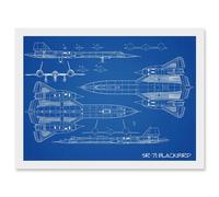 SR-71 Blackbird Habu US Airforce Aircraft Spy Plane Blueprint Plan Artwork Framed Wall Art Print A4 Artery8 White One Size