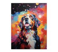 Artery8 St Bernard Dog Lover Gift Pet Portrait Colourful Artwork Painting Large Wall Art Poster Print Thick Paper 18X24 Inch